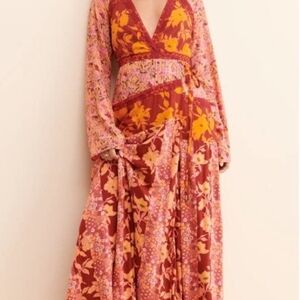 Free People Tilda Wrap Dress in Red and Pink